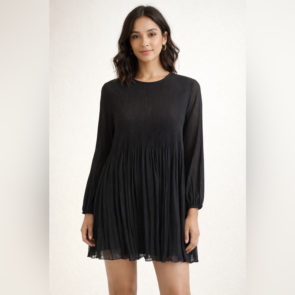 Ardene Black Pleated Mini Dress
